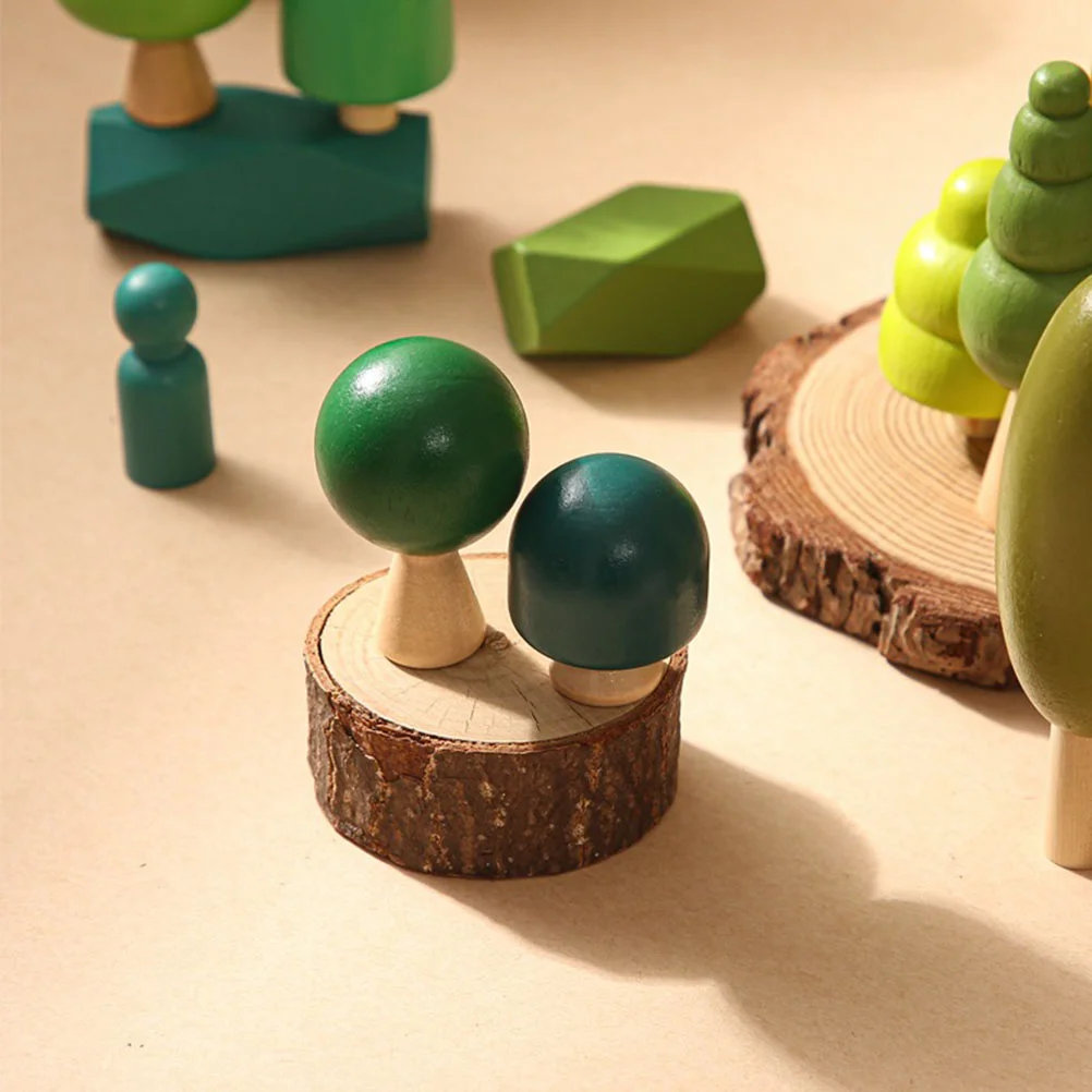 

Wooden Small Trees Playset Kids Educational Plaything Toys Mini For Preschool