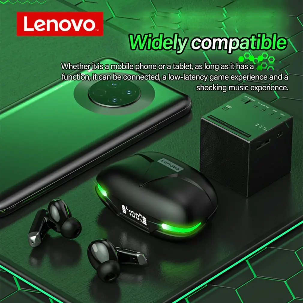 

Оригинальные Bluetooth-наушники Lenovo GM3 с цифровым дисплеем, игровая гарнитура TWS с низкой задержкой, беспроводные наушники с шумоподавлением