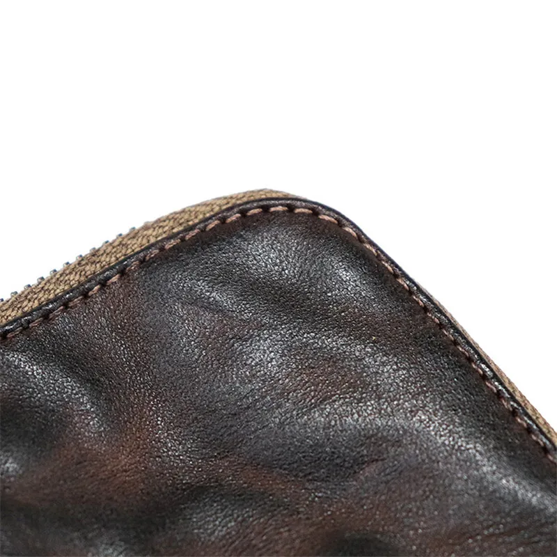 Vintage high quality soft genuine leather men's women's small wallets handmade simple cowhide card holder luxury coin purse