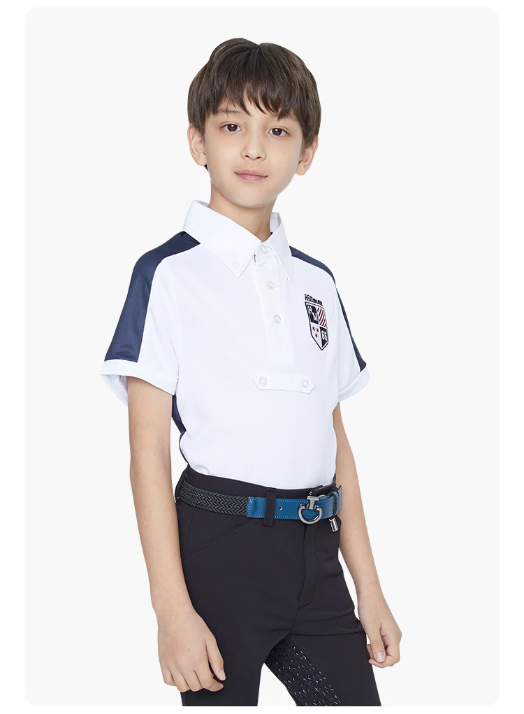 Child Boy Horse Equestrian Riding Quick-Drying Short T-shirt
