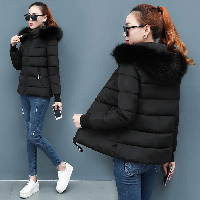 Clothes Top Hooded Jacket Fur Winter Coat Loose Cotton Bigger s of New Winters Lady Down Winter Jacket Woman Down