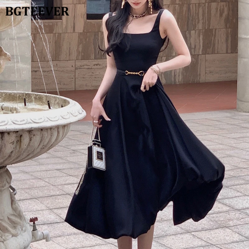 

Платье BGTEEVER женское атласное с тонкой талией, элегантное ТРАПЕЦИЕВИДНОЕ, без рукавов, на бретелях-спагетти, в винтажном стиле, на лето