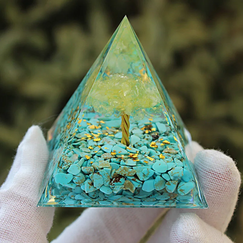 

Orgonite Pyramid Healing Chakra Reiki Meditation Crystal Stone Energy Generator Orgone Accumulator Gathering Fortune Stone