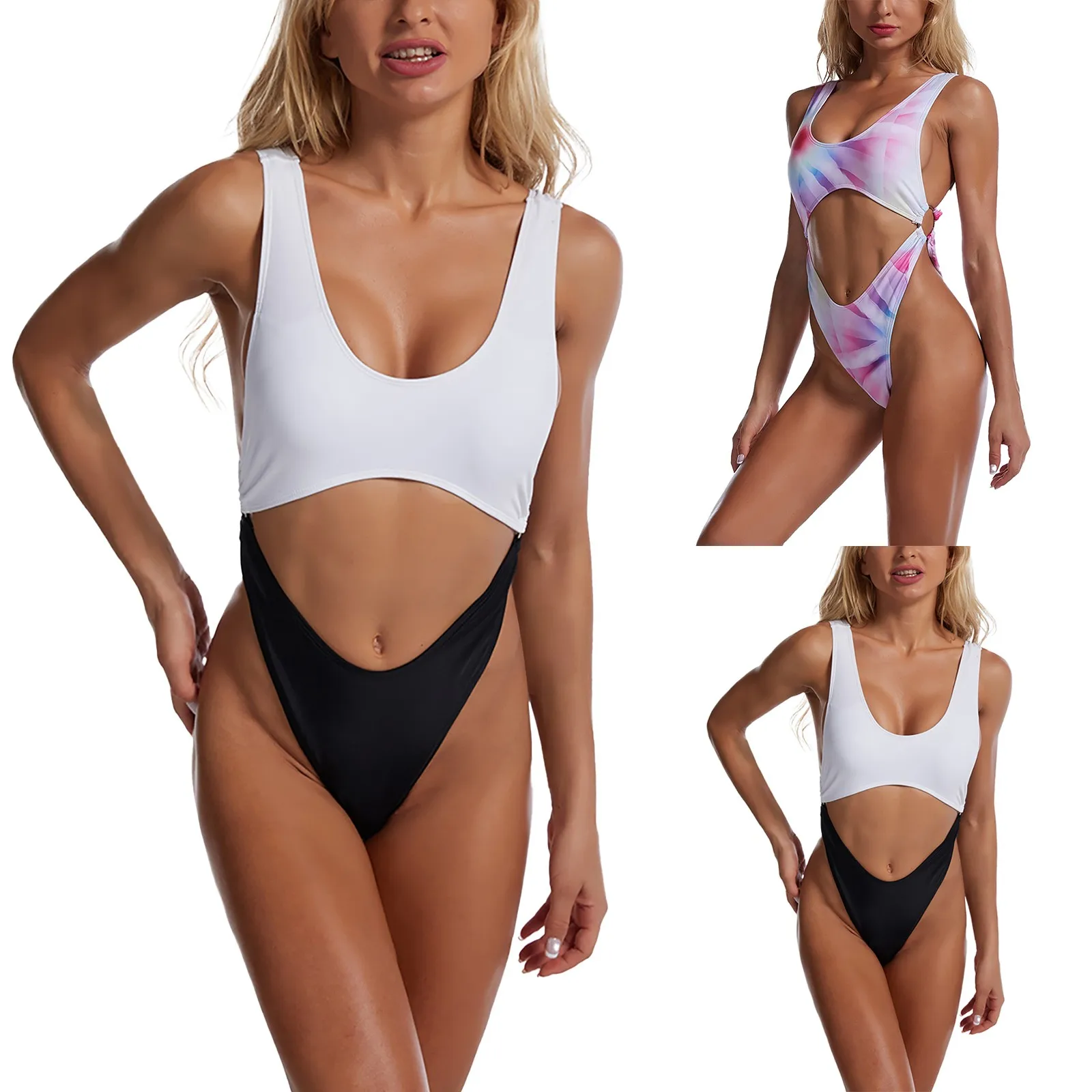 

Женский купальник с высокой талией и металлическим кольцом