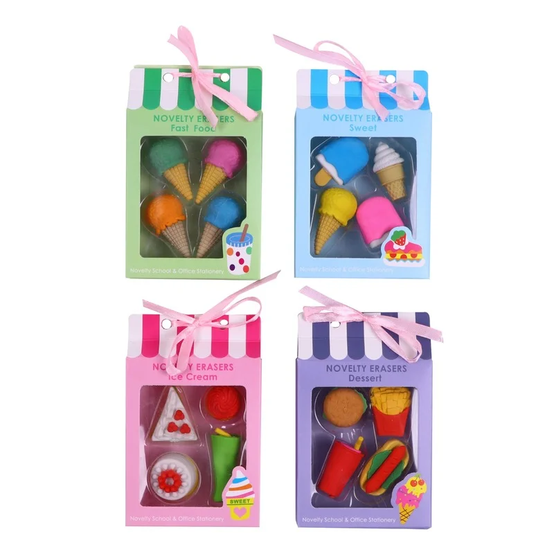 4 шт./коркор. набор ластиков из серии &quotчизер&quot имитация десерта мороженого