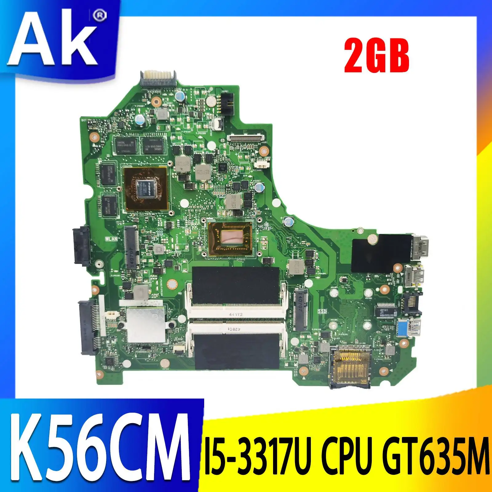 

K56CM For ASUS K56CB K56CM A56C S550CM Laptop Motherboard i5-3317U CPU GT635 2GB Mainboard Test S550CD K56CM Mainboard PM