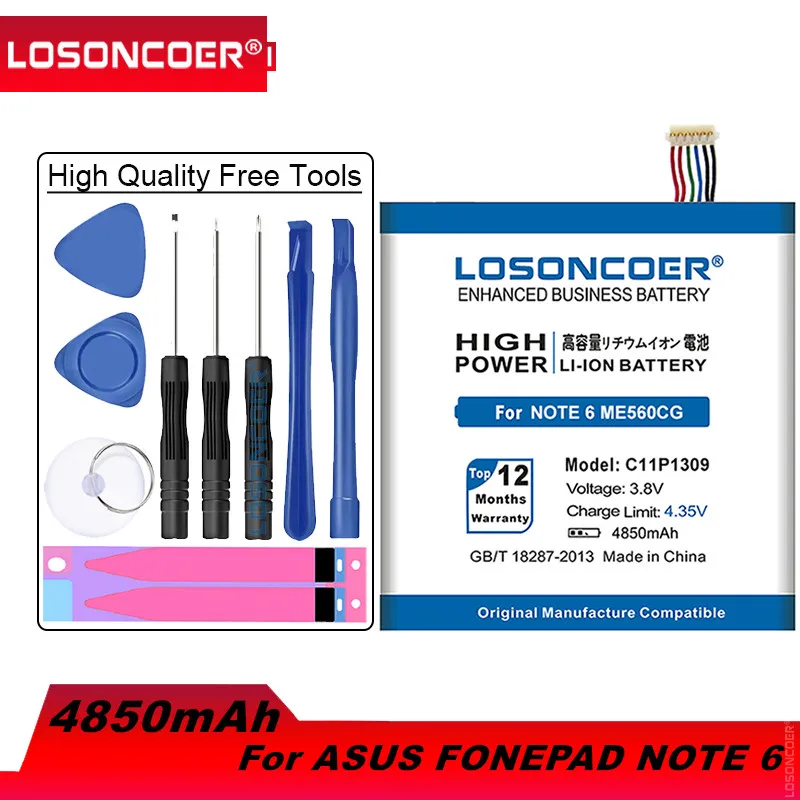 LOSONCOER 4850 мАч C11P1309 для Asus Fonepad Note FHD6, Fonepad Note 6, ME560CG, K00G аккумулятор для смартфона + Быстрая доставка