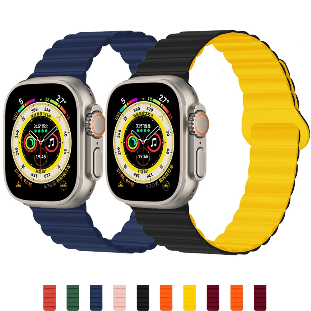 

Magnetic strap For Apple watch band 44mm 40mm 45mm 41mm 49mm 38mm 42mm 45 mm Silicone Bracelet iWatch series 3 5 SE 6 7 8 ultra