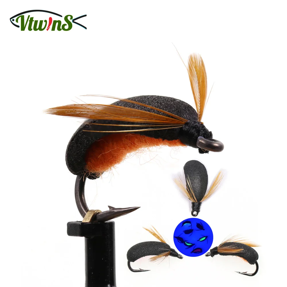

Vtwins Zig Bug Fly Floating Foam beetles Fly Boatman Fishing Panfish Bass Grayling Trout Carp Fishing Insect Artificial Bait #10