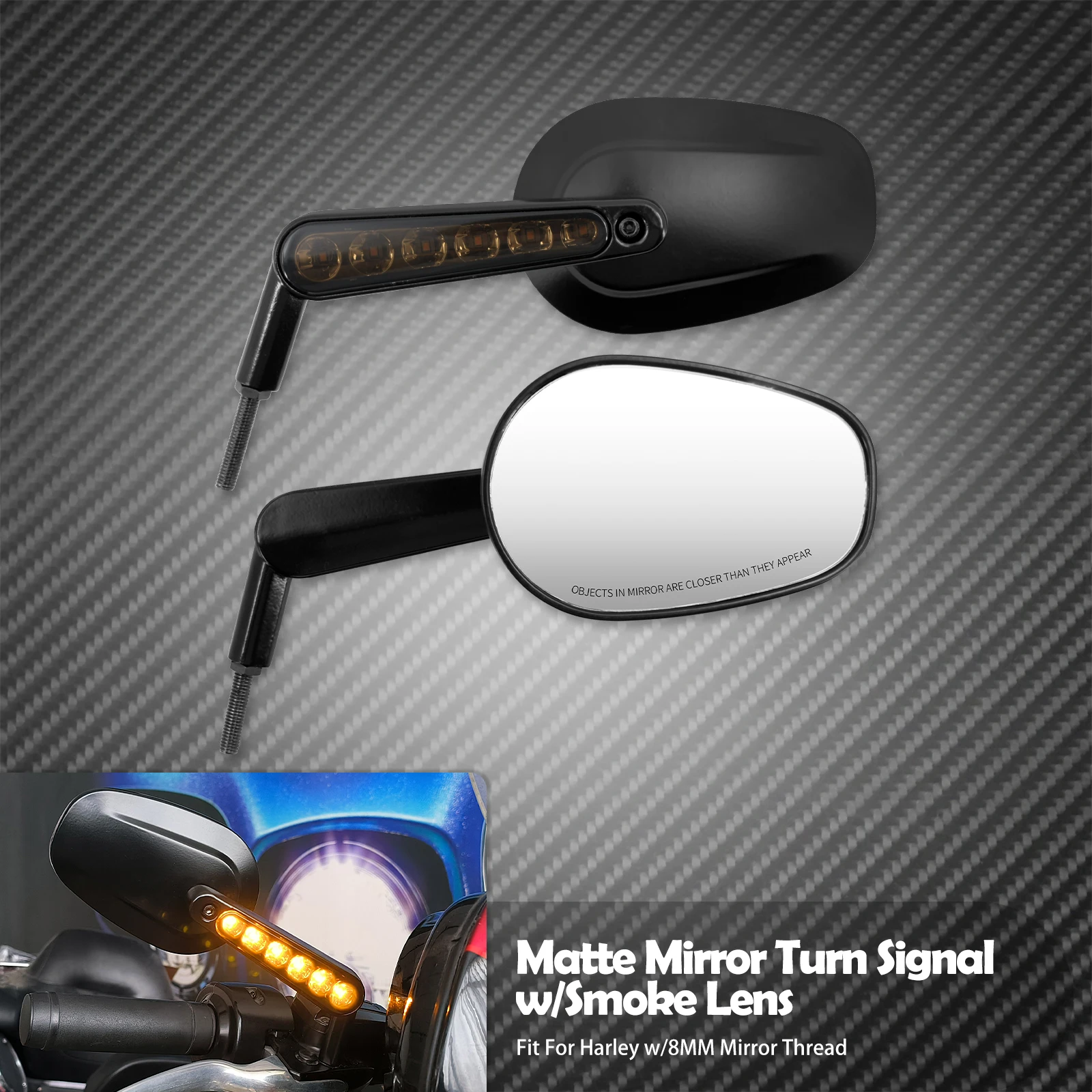 

Универсальное мотоциклетное боковое зеркало заднего вида с светодиодный поворотниками, светильник, лампы, зеркала для Harley Touring Sportster XL для BMW