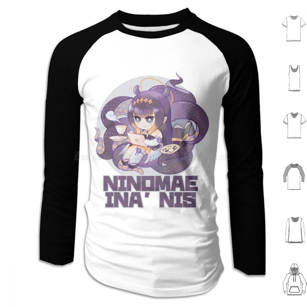 Хлопковая толстовка Ninomae Inanis с длинным рукавом Hololive Gawr Gura Vtuber Anime Takanashi Kiara Holomyth