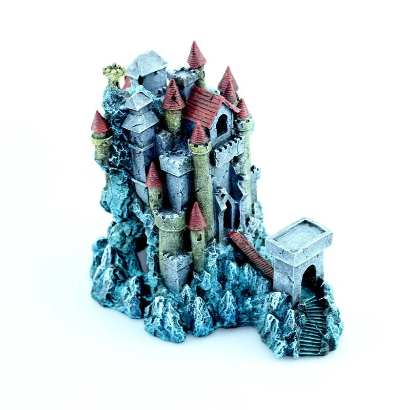 

Simulation Resin Castle House Shape Handicrafts Rockery Hiding Cave Tree Fish Tank Landscaping Ornament Aquarium Decoration