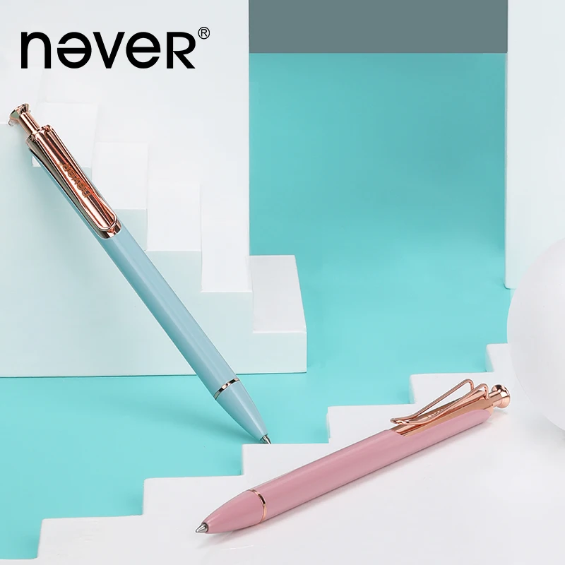 

Never Extremely Simple Metal Pen 0.5mm Black Press Gel Ink Pens Gift Box Package Office Accessories School Stationery Supplies