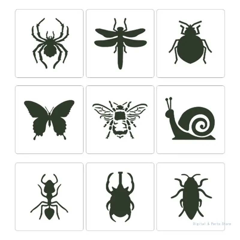

M17F 9 Pcs for Butterfly Insect Drawing Stencils for Kid Drawing Classroom D