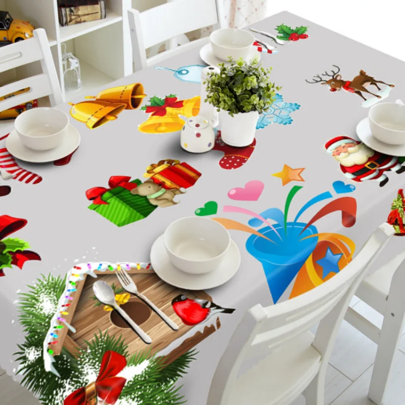 

Скатерть прямоугольная водостойкая с рисунком Санта-Клауса