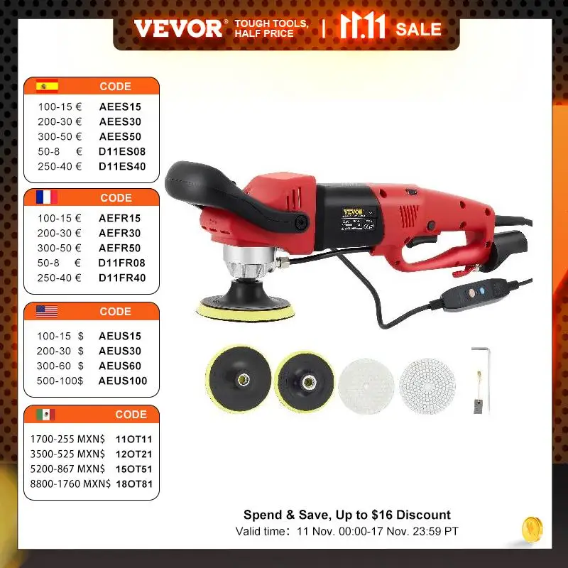 

VEVOR Electric Wet Stone Polisher Grinder Sander Buffing Machine Variable Speed Water Mill for Marble Granite Finish Polishing