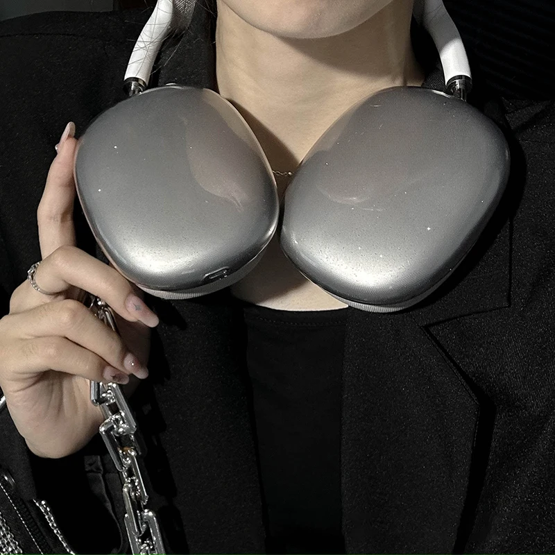 Фото 1 пара чехлов для наушников Apple Airpods Max, защитный чехол, блестящий прозрачный мягкий чехол из ТПУ для наушников Apple Airpods Max 2 №5