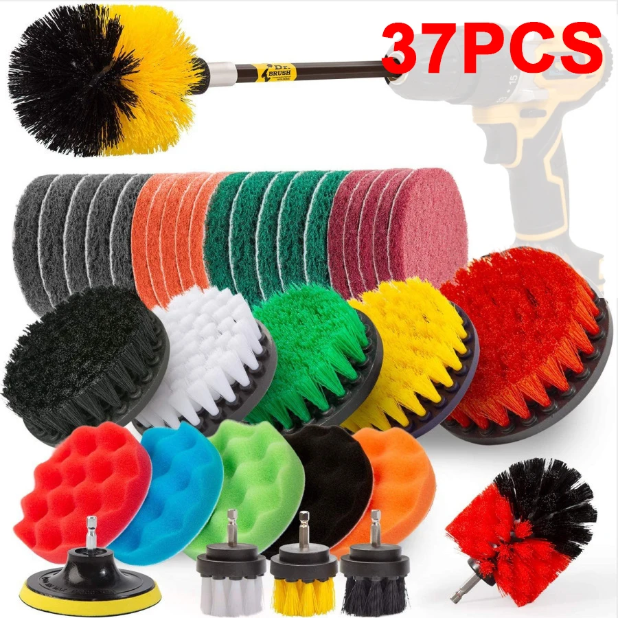 Drilling Brush Polishing Sponge Pad Set Power Scrubber Cleaning Kit Car Home Clean Tools Scrub Brush Set Power Drill Accessories