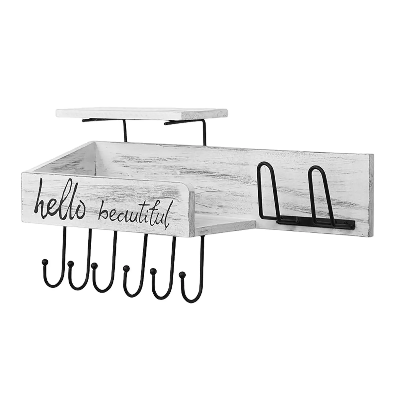 

Rustic Wall Mounted Key Holder Hooks Rack Ornament Entryway Hallway Wooden Mail