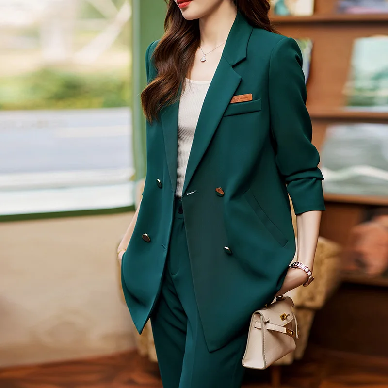 High Quality 2023 Spring Ladies Women Business Blazer Suits with Sets Work Wear Office Korean Style Loose Casual Pants Jacket