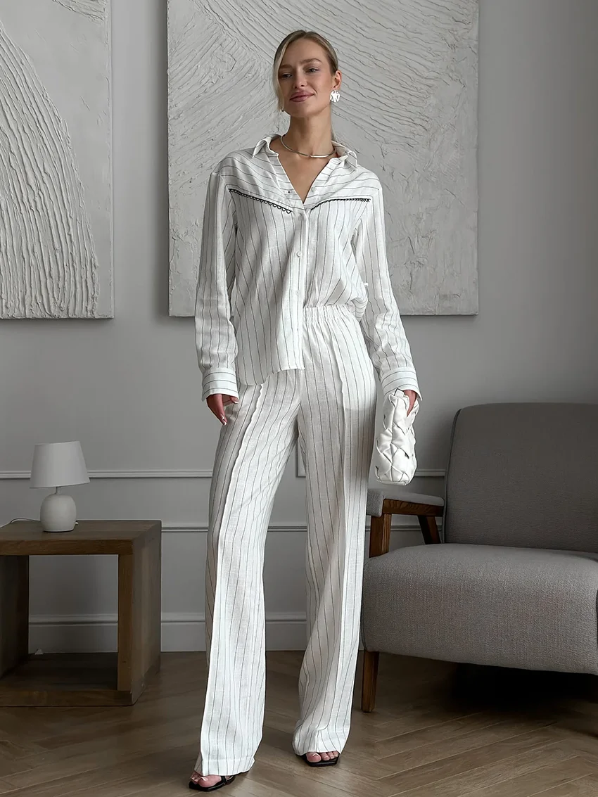 Женский пижамный комплект из рубашки с длинным рукавом и брюк S/M/L цвет в