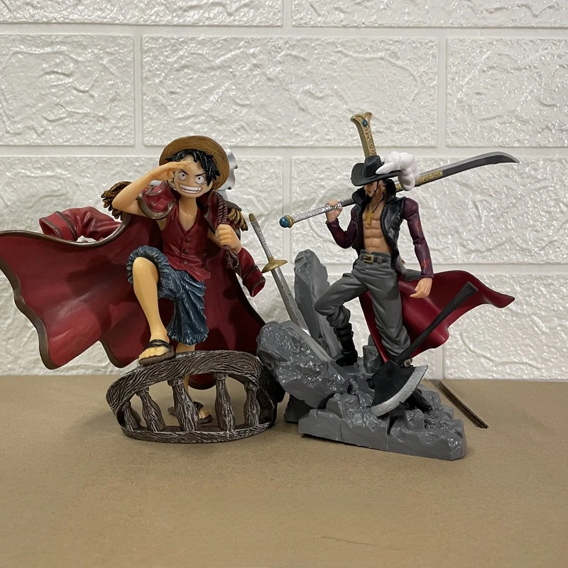 

15cm Scultures Big Anime Figure Toy Luffy Dracule Mihawk Model Doll With Sword Anime Brinquedos for Gifts