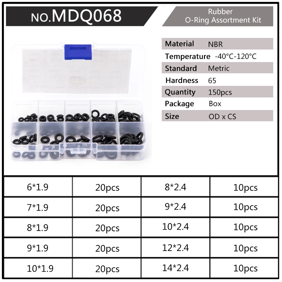 

150 шт./кор. резиновые уплотнительные кольца NBR, сменный комплект прокладок, наружный диаметр 4 мм-20 мм CS 1 мм 1,5 мм 1,9 мм 2,4 мм 10 маленьких размеров