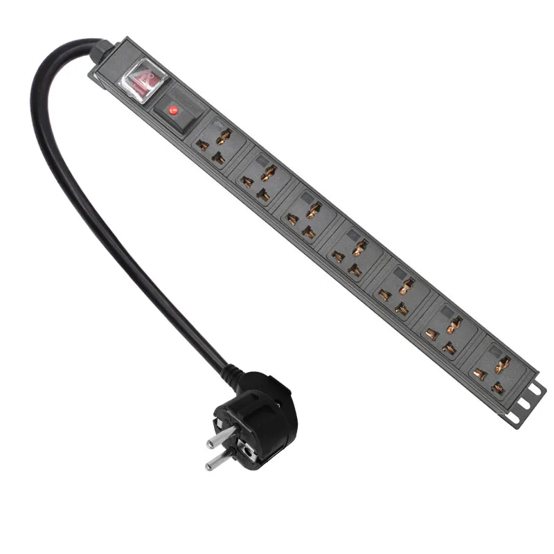 

PDU 7 Unit overload protection Power strip Network Cabinet Rack Universal Outlet Dual Break Switch Aluminum alloy shell