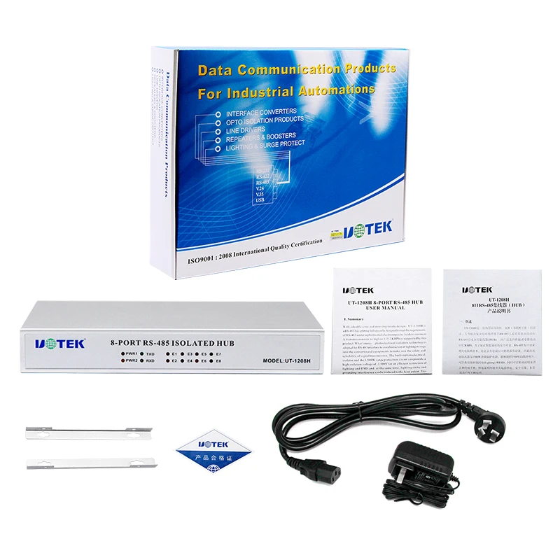 UOTEK Industrial RS-232 to 8 портов RS485 Hub с оптоэлектронной изоляцией