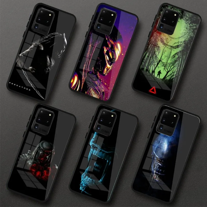 

Alien Predator Scary Monster Halloween Gift For Samung S23 S22 S21 Pro Ultra A13 A33 A53 NOTE 20 Black PC Glass Phone Case Cover