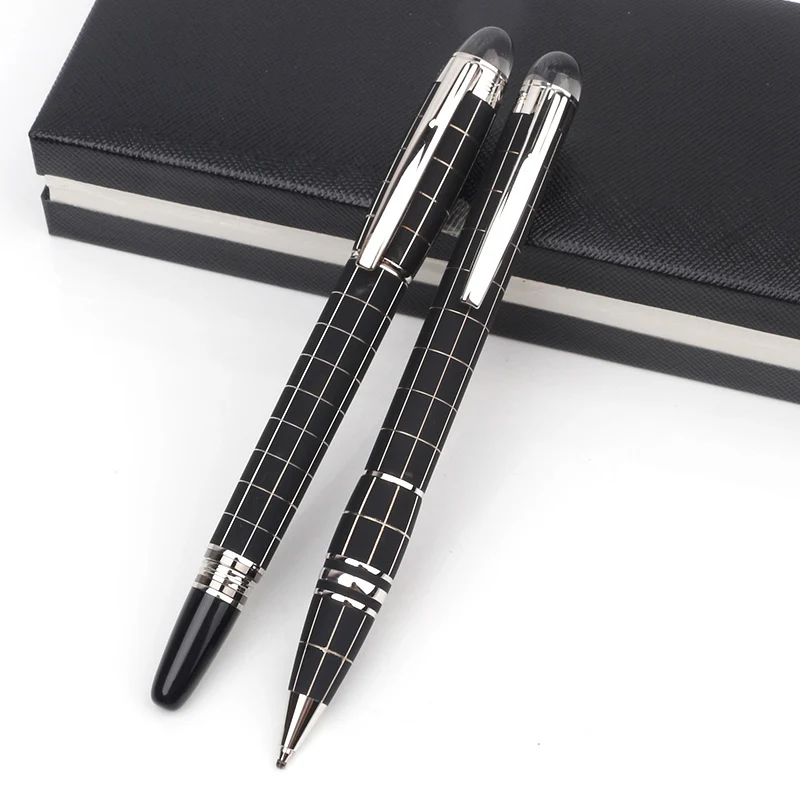 

Business MB Monte Star Metal Rubber Grid Ballpoint Pen Blance Platinum Stripes Rollerball Fountain Pen with Number