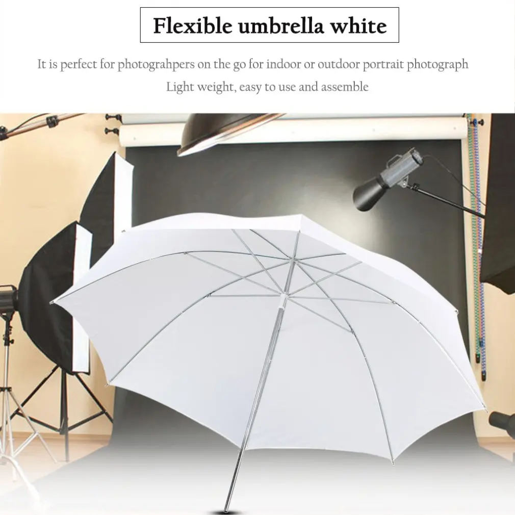 

Lightweight 33in 83cm Pro Studio Photography Flash Translucent Soft Lambency Umbrella White Nylon Material Aluminum Shaft