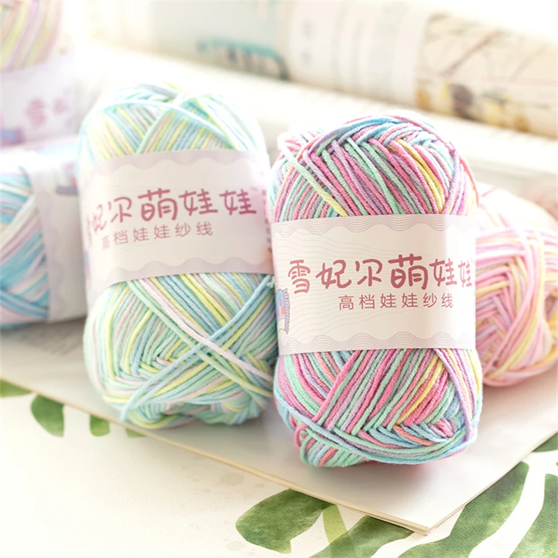 40G/Ball Gradient Milk Soft Warm Baby Cotton Yarn Double Knitting Crochet Hand Knitted DIY Craft Sweater Scarf Hat - Цена: 3.8