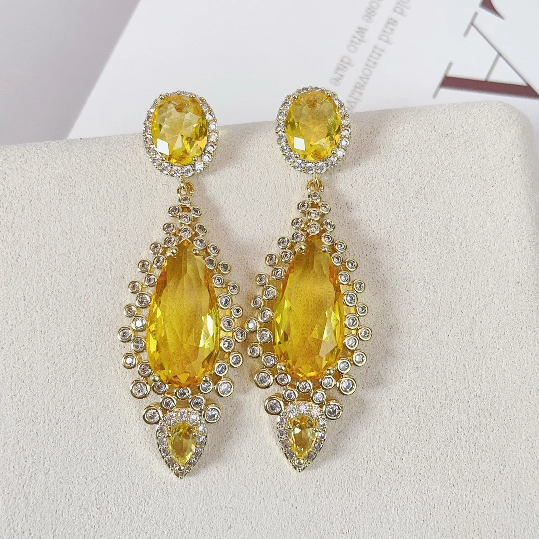 

Bilincolor Droplet Shaped Colored Zircon Earrings for Women