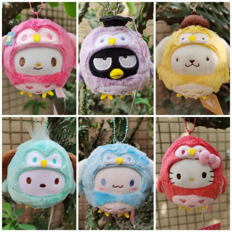 

Sanrio Cartoon Hellokitty Mymelody Cinnamoroll Pompom Purin Badbadtz-Maru Kawaii Keychain Plush Pendant Children's Doll