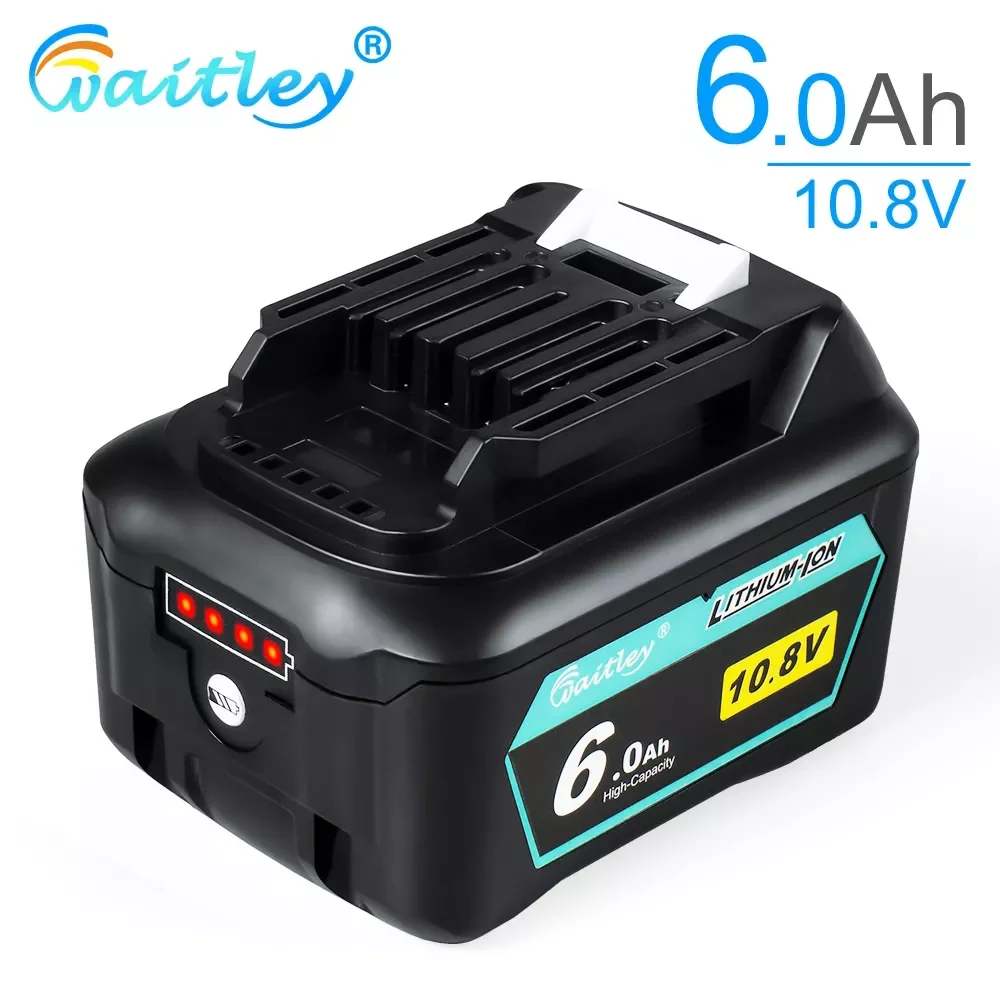 

Waitley 10.8V 6.0Ah lithium battery Rechargeable For Makita Power Tools 10V and 12V 6000mAh BL1040B 1015 BL1020B CXT Series