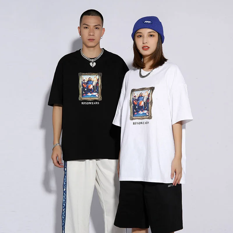 

Streetwear Oversize T Shirts Men Painting Printed O-Neck Tops Fashion Hip Hop Harajuku Casual Cotton Short Sleeve T-Shirt Unisex
