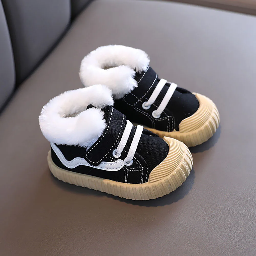 

Winter Plush Snow Boots For Children Thick Warm Cotton Shoes Soft-soled Boys Girls Toddler Shoes For Infant Baby Winter Footwear