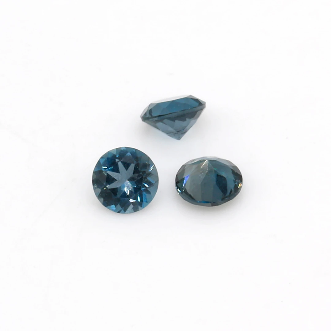 

Wholesale Gemstones Natural Stone Topaz High Quality London Blue Topaz Stone Round Cut Loose Gemstone Precious Stones