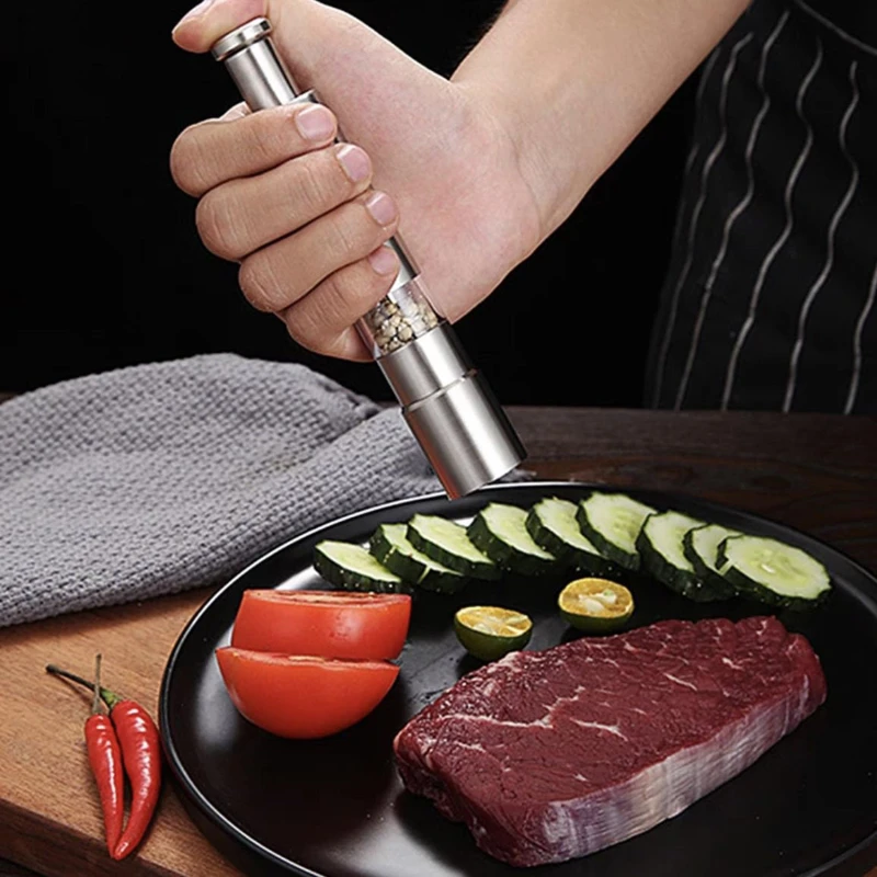 Портативная Мельница Для Перца Из Нержавеющей Стали С Пресс-пресом Большого