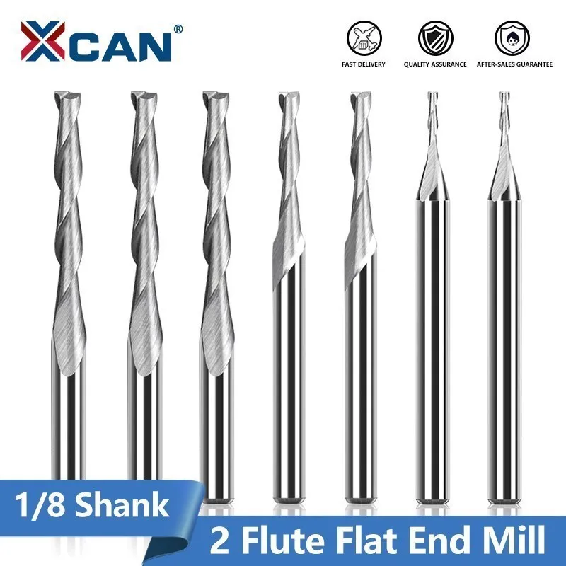 

XCAN 2 Flute Flat End Mill Carbide CNC Router Engraving Bit Milling Cutter Spiral End Mills for Wood 3.175 4 6 8 10 12mm Shank