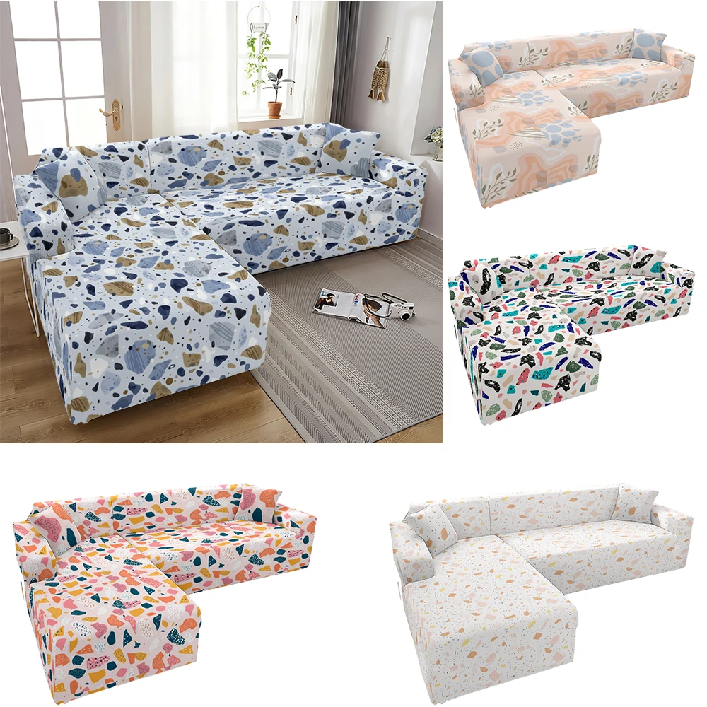 

Texture Floral Messy Jigsaw Elastic Sofa Seat Cover Anti-Dust Corner Shaped Chaise Longue Sofa Sofs Covers Slipcover Stretch