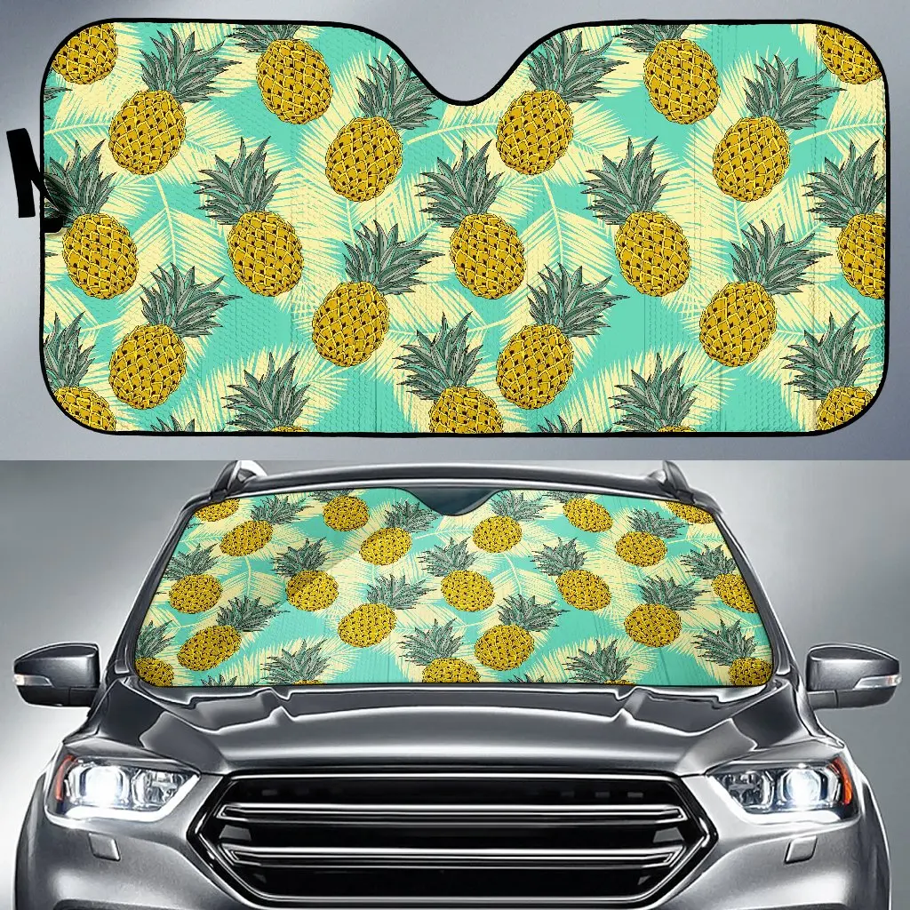 

Tropical Vintage Pineapple Pattern Print Car Sun Shade