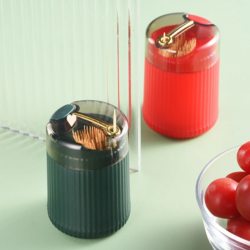 

Automatic Toothpick Dispenser Creative Press-on Self-ejecting Toothpick Jar Household Toothpick Holder Organizer
