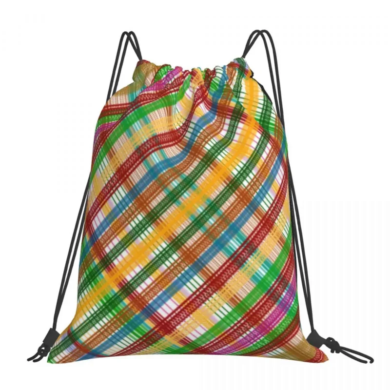

Colorful And Striped Blocks Backpacks Fashion Portable Drawstring Bags Drawstring Bundle Pocket Sundries Bag Book Bags