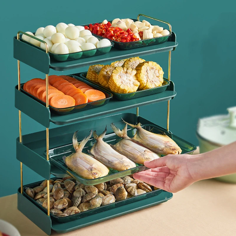 

Многофункциональная полка для хранения, кухонный многослойный лоток для хранения, лотки для овощей из домашних животных, полка для пригото...