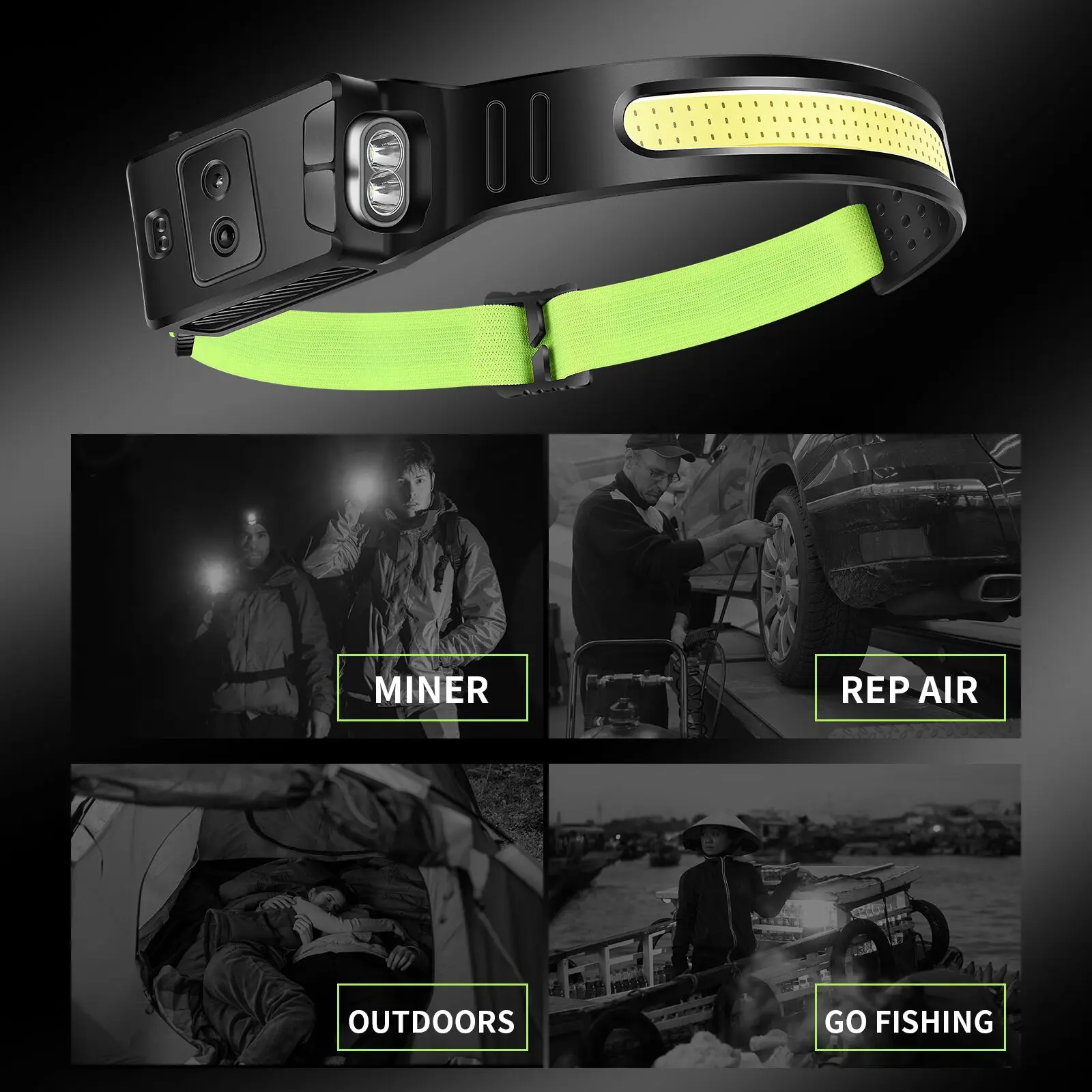 

ZK45 USB Rechargeable COB LED Induction Riding Headlamp 1200mAh Hunting Headlamp Work Light 3 Modes Head Lamp Torch