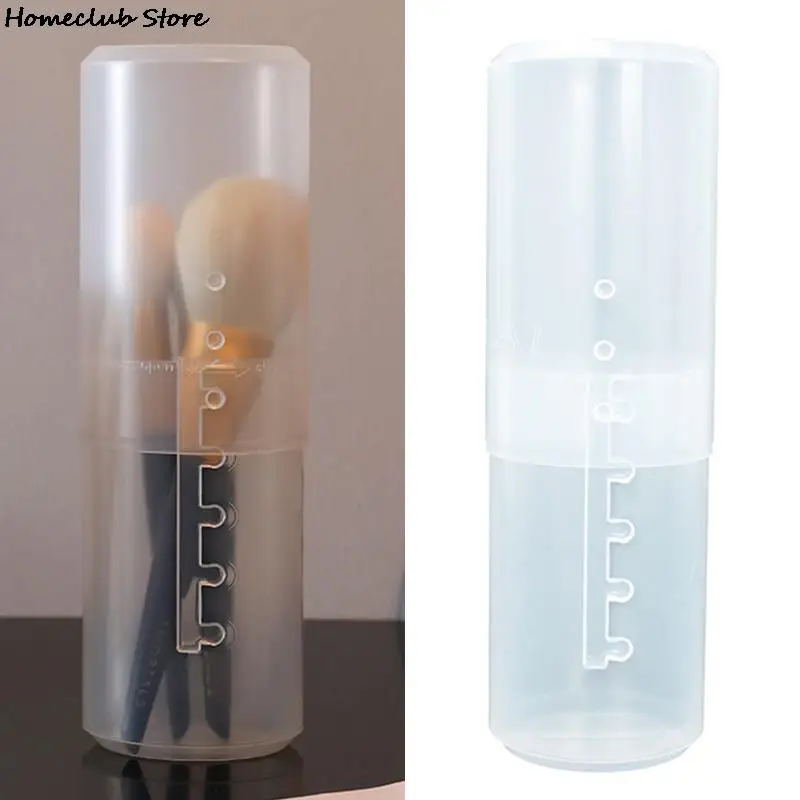 

Adjustable Height PVC Makeup Brush Holder Display Storage Cup Organizer With Lid Brushes Display Case Sliding Dustproof Cover