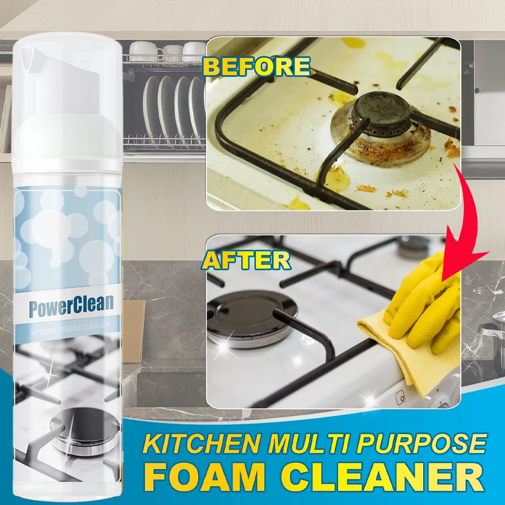 

100ml Kitchen Grease Cleaner Foam Multifunctional Kitchen Dirt Cleaning Stain Remover Bubble Spray Household Washing Tools