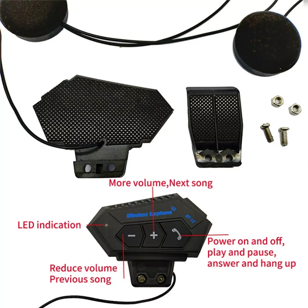 QTB35 Motorcycle BT Helmet Headset Wireless Hands-free call Kit Stereo Anti-interference Waterproof Music Player Speaker enlarge
